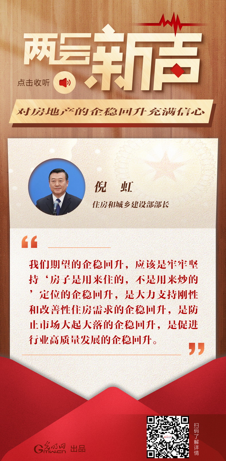 【開局之年看經濟·兩會新聲】倪虹：對房地產的企穩回升充滿信心