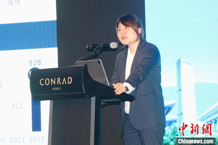 韓國大韓貿易投資振興公社外國投資監察辦公室科長樸金蘭致辭。　萬佳欣 攝