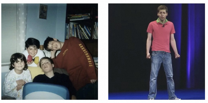 左為童年奧特曼與兄弟姐妹的合影。右為23歲時的奧特曼。圖源：Youtube