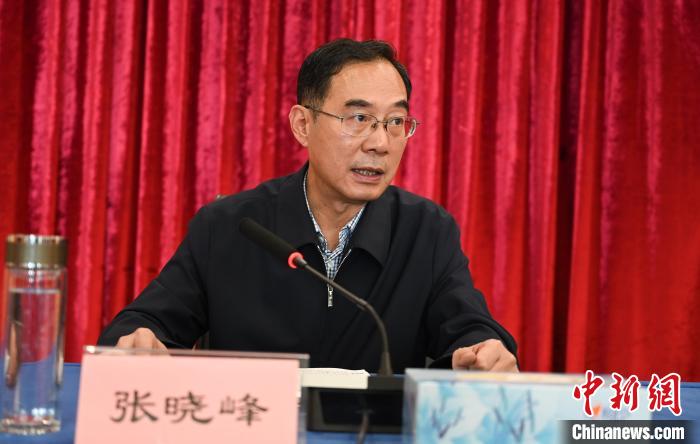 圖為西藏自治區黨委宣傳部副部長、西藏廣播電視臺黨組書記張曉峰致辭。 趙朗 攝